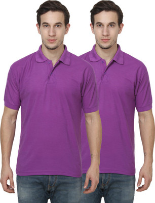Hootry Solid Men Polo Neck Multicolor T-Shirt(Pack of 2)