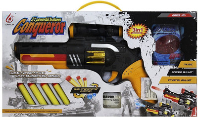 

MrSanotiyas Conqueror 3 in 1 Bullet Toy Gun (Multicolor)(Red, Blue)