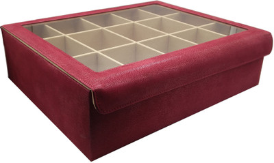 

Essart Faux Leather Plain finish Bangle Box (35cm x 23cm x 7.5cm) with magnetic clsoure & transparent lid feature - BN-04-Maroon Rectangular Shaped Bangle Box, Magnetic Closure, Transparent Lid feature, 15 compartments to hold bangles, To hold bangles , J