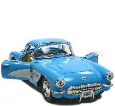 

Kinsmart 5" 1:34 Scale 1957 Chevrolet Corvette Diecast Model Car Door Openable and Pull Back Action From Flying Toyszer(Blue)