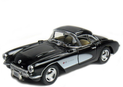 

Kinsmart 5" 1:34 Scale 1957 Chevrolet Corvette Diecast Model Car Door Openable and Pull Back Action From Flying Toyszer(Black)
