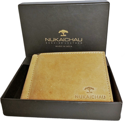

NUKAICHAU Men Khaki Genuine Leather Wallet(6 Card Slots)