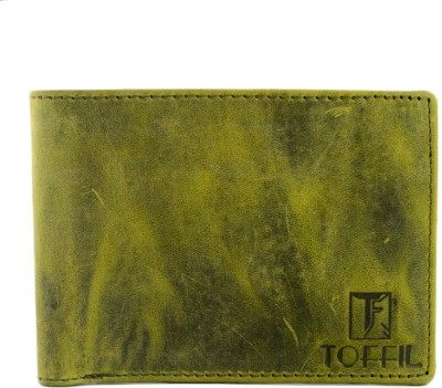 

TOFFIL Men Green Genuine Leather Wallet(4 Card Slots)