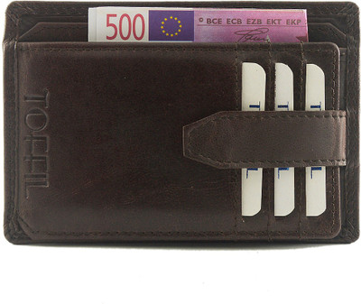 

TOFFIL Men Brown Genuine Leather Card Holder(9 Card Slots), Dark brown
