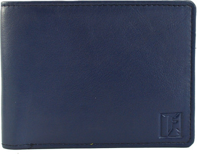 TOFFIL Men Blue Genuine Leather Wallet(10 Card Slots), Dark blue