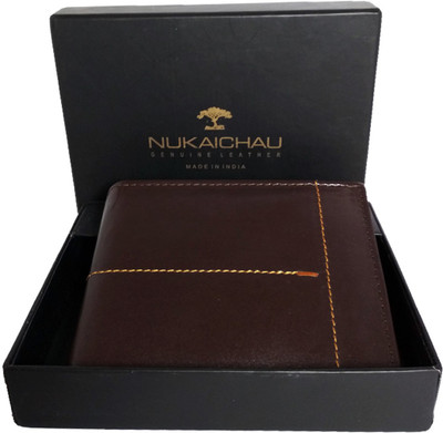 

NUKAICHAU Men Brown Genuine Leather Wallet(6 Card Slots)