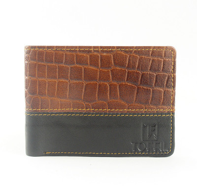 

TOFFIL Men Brown, Black Genuine Leather Wallet(8 Card Slots), Light brown