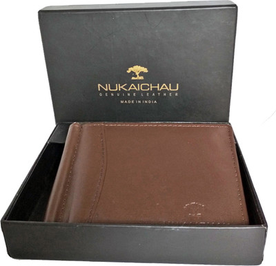 

NUKAICHAU Men Brown Genuine Leather Wallet(6 Card Slots)