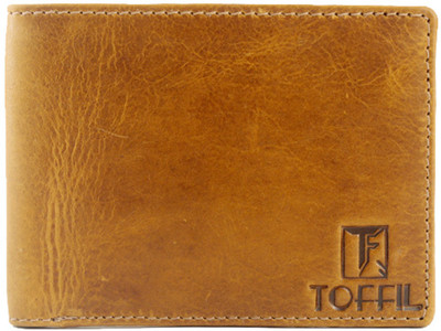

TOFFIL Men Tan Genuine Leather Wallet(4 Card Slots), Sandy tan