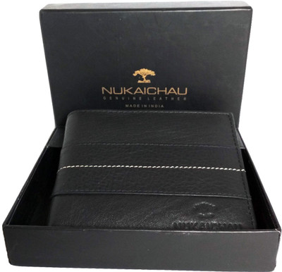 

NUKAICHAU Men Black Genuine Leather Wallet(6 Card Slots)