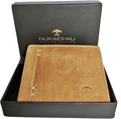 

NUKAICHAU Men Brown Genuine Leather Wallet(6 Card Slots)
