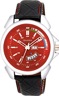 SAMEX LATEST RED DIAL STYLISH TRENDY BEST POPULAR BRANDED DEAL PRICE SALE DISCOUNTED DAY DATE FASTRAC TITA OCTANE Watch  - For Men   Watches  (SAMEX)