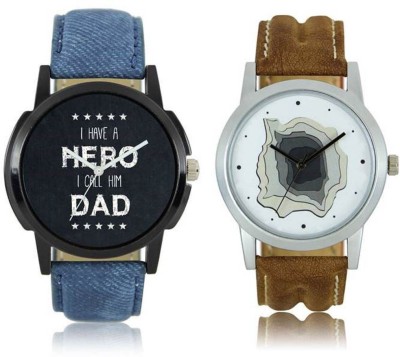 FASHION POOL LOREM HERO DAD SPECIAL & MULTI COLOR FADED DIAL DESIGN FAST SELLING NEW ARRIVAL FASTRACK WATCH HAVING BLUE & BROWN LEATHER BELT WATCH FOR Watch  - For Boys   Watches  (FASHION POOL)