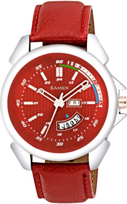 SAMEX LATEST STYLISH BRANDED RED COLOR CASUAL PARTYWEAR WORKING DAY DATE DISCOUNTED PRICE SALE WATCH MEN Watch  - For Men   Watches  (SAMEX)
