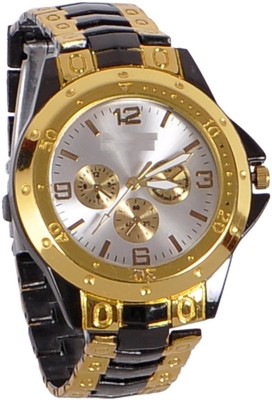 FASHION POOL ROSARA ROUND ANALOG GOLD BLACK WATCH DROPLET DESIGN STEEL BELT WATCH FOR FESTIVAL & PARTY WEAR COLLECTION Watch  - For Boys   Watches  (FASHION POOL)
