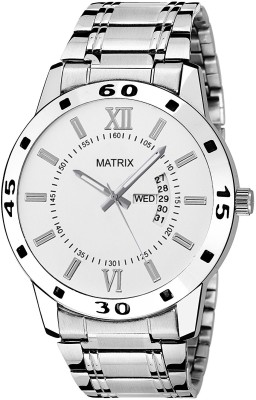 Matrix DD-4-WH-ST Stainless Steel Day And Date Watch  - For Men   Watches  (Matrix)