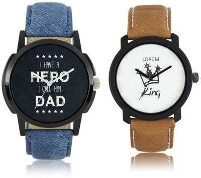 FASHION POOL MENS FAST SELLING ROUND ANALOG DIAL WATCH WITH I HAVE A HERO DAD SPECIAL & KING DIAL GRAPHICS WATCH HAVING BROWN & BLUE LEATHER BELT WATCH FOR FESTIVAL COOLECTION Watch  - For Boys   Watches  (FASHION POOL)