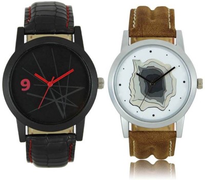 FASHION POOL MENS & GENTS FAST SELLING ROUND ANALOG DIAL WATCH WITH BLACK RED COMBO & MULTI COLOR FADED DIAL GRAPHICS WATCH HAVING BLACK & BROWN LEATHER BELT WATCH FOR FESTIVAL & PARTY WEAR Watch  - For Boys   Watches  (FASHION POOL)