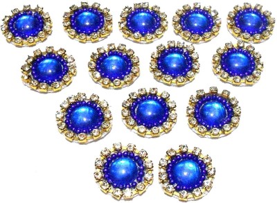 GOELX Patches Colorful Round Shape Handmade Appliques Rhinestone Embellishments For Decoration,Crafts Ideas, Jewelery Making, Easy to Use Pack of 50 - Peacock Blue