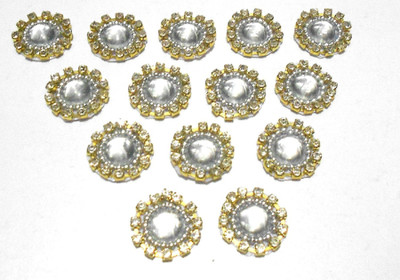 GOELX Patches Colorful Round Shape Handmade Appliques Rhinestone Embellishments For Decoration,Crafts Ideas, Jewelery Making, Easy to Use Pack of 50 - Silver