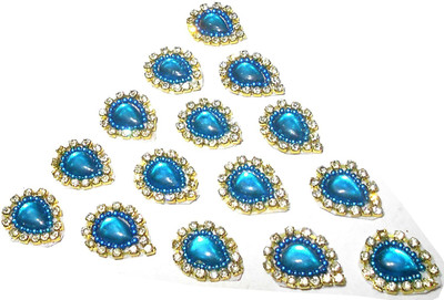 GOELX Patches Colorful Drop Shape Handmade Appliques Rhinestone Embellishments For Decoration, Crafts Ideas, Jewelery Making, Easy to Use Pack of 50 - Turquoise Blue
