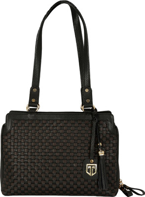 

Tan Luzo Dry Milled Leather Handcrafted Black Shoulder Bag for Women Shoulder Bag(Black, 1 L)