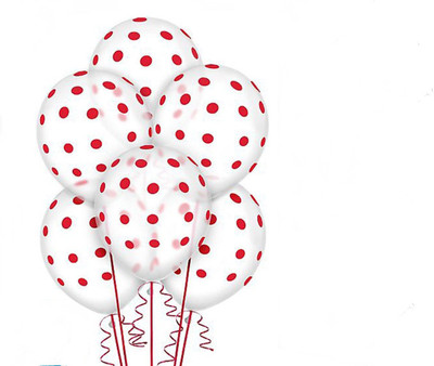 

AMFIN Solid AN-Polka Dot Balloons White With Red Dot Balloon(White, Pack of 30)