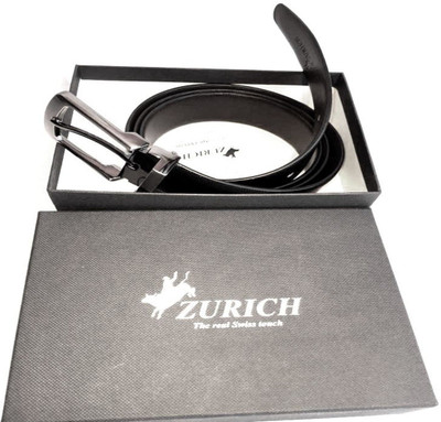 

ZURICH Men Formal Black Genuine Leather Reversible Belt, Black/brown