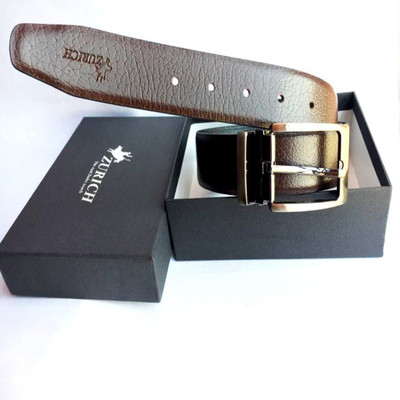 

ZURICH Men Formal Brown Genuine Leather Reversible Belt, Brown/black