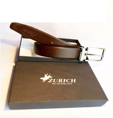 

ZURICH Men Formal Brown Genuine Leather Reversible Belt, Brown/black