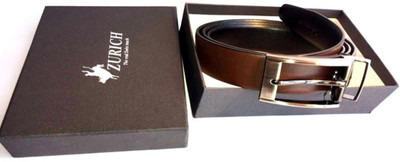 

ZURICH Men Formal Brown Genuine Leather Reversible Belt, Brown/black