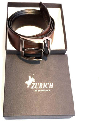 

ZURICH Men Formal Brown Genuine Leather Reversible Belt, Brown/black