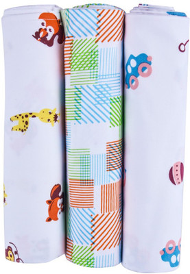 

Wonder Wee Printed  Swadding Baby Blanket(Cotton, Yellow Animals/Square Lines/Pink Toys