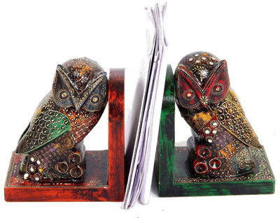 

Purpledip Handmade Indian Owl Bookends Wooden Book End(Multicolor, Pack of 1)