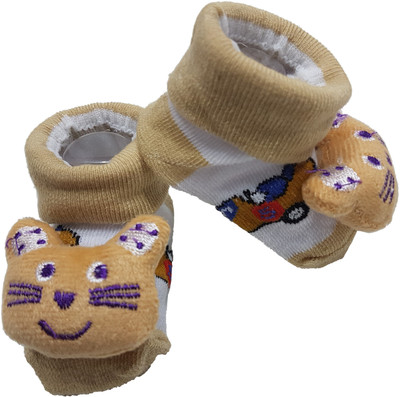

GoodStart Fancy Booties Cum Socks For Babies, Blue & Grey, 0-6 Months Booties(Toe to Heel Length - 10 cm Beige)