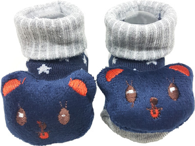

GoodStart Fancy Booties Cum Socks For Babies, Blue & Grey, 0-6 Months Booties(Toe to Heel Length - 10 cm Blue)