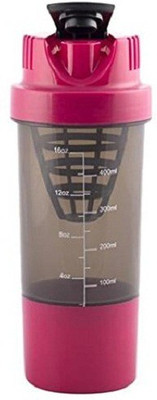 

BM Kitchenware Gym Shakeit 500 ml Shaker(Pack of 1, Pink, Grey), Grey;pink