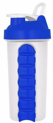 Iktu 2 in 1 Weekly Medicine 600ml Pill Box Organizer With Water Bottle Protein Shaker Weekly 7 Compartments With Drinking Bottle (Random Color) (1) 600 ml Bottle(Pack of 1, Multicolor) available at flipkart for Rs.240
