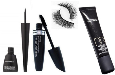 

Imported Mac Eyeliner, Falselash Effect Mascara, Eyelashes & BB Beauty Balm Foundation(Set of 4)