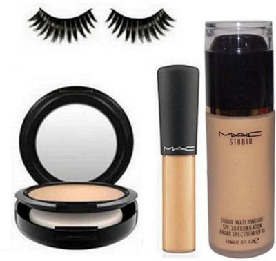 

Professional Eyelashes,Mac Studio Fix Compact,Mineralize Concealer&Studio Water Weight Foundation(Set of 4)