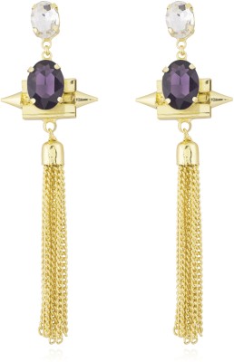 Moon Dust Premium Chic And Stylish Tassel Crystal Brass Tassel Earring