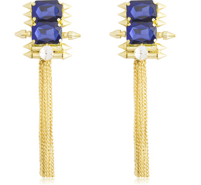 Moon Dust Premium Chic And Stylish Tassel Swarovski Crystal Brass Tassel Earring
