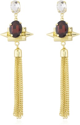 Moon Dust Premium Chic And Stylish Tassel Swarovski Crystal Brass Tassel Earring