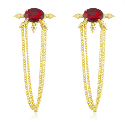 Moon Dust Premium Chic And Stylish Tassel Swarovski Crystal Brass Tassel Earring