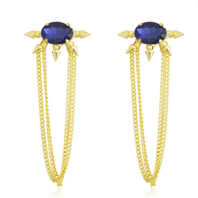 Moon Dust Premium Chic And Stylish Tassel Swarovski Crystal Brass Tassel Earring