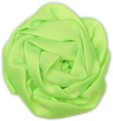 Pikaboo Rolled Satin Rose Clip - Flouroscent Green Head Band(Green)