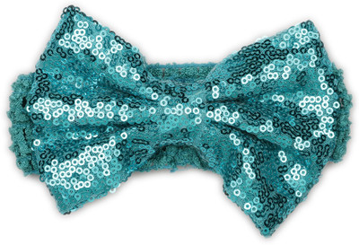 Pikaboo Big Sequin Bow Crochet Girls Headband - Teal Head Band(Blue)