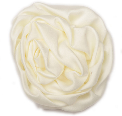 

Pikaboo Rolled Satin Rose Clip - Cream Head Band(White)