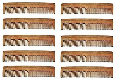 Confidence 100% Original Handmade Neem Wood Comb (Model No.2 (Set Of 10 )