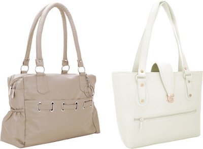 

Lady bar Hand-held Bag(White, Grey), Grey;white